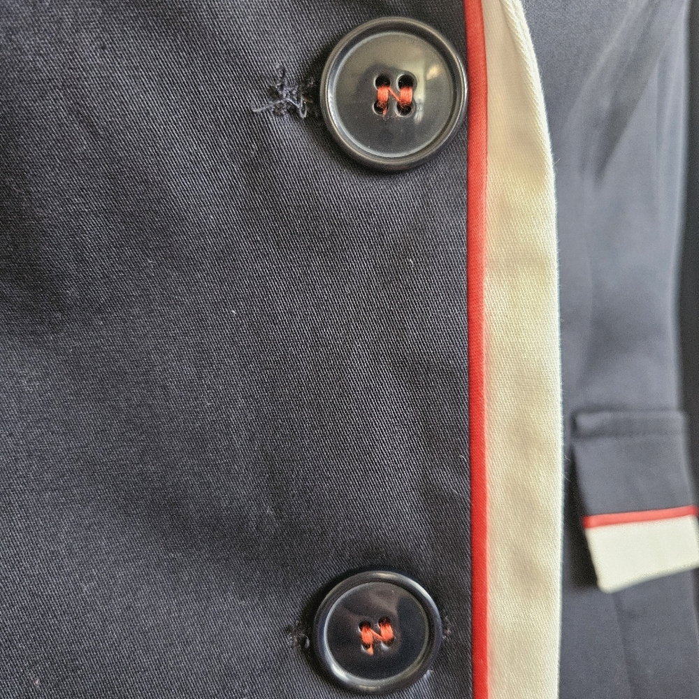 Blue and White Blazer with Notched Lapel and Tailored Fit - Picture 7 of 10